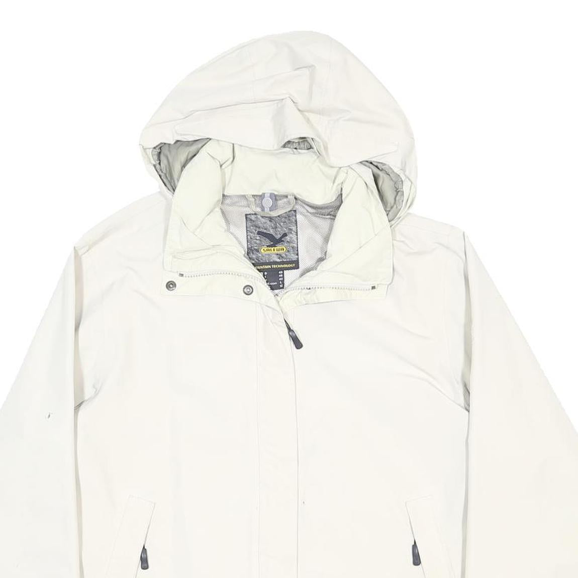 SALEWA Womens White Outdoor Jacket UK 12 Polyester Blend Zip Hooded Plain