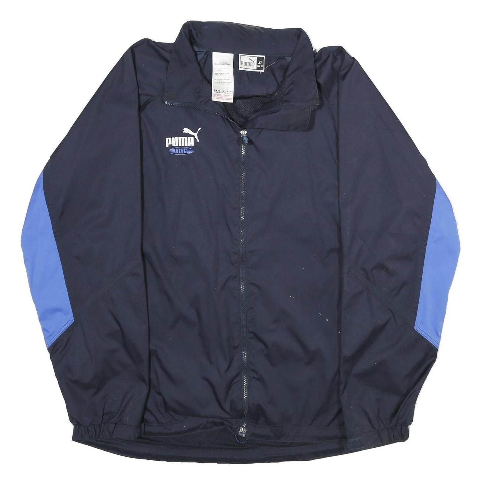 PUMA Mens Blue & Navy Polyester Zip Jacket XL Plain Sports Casual Lightweight