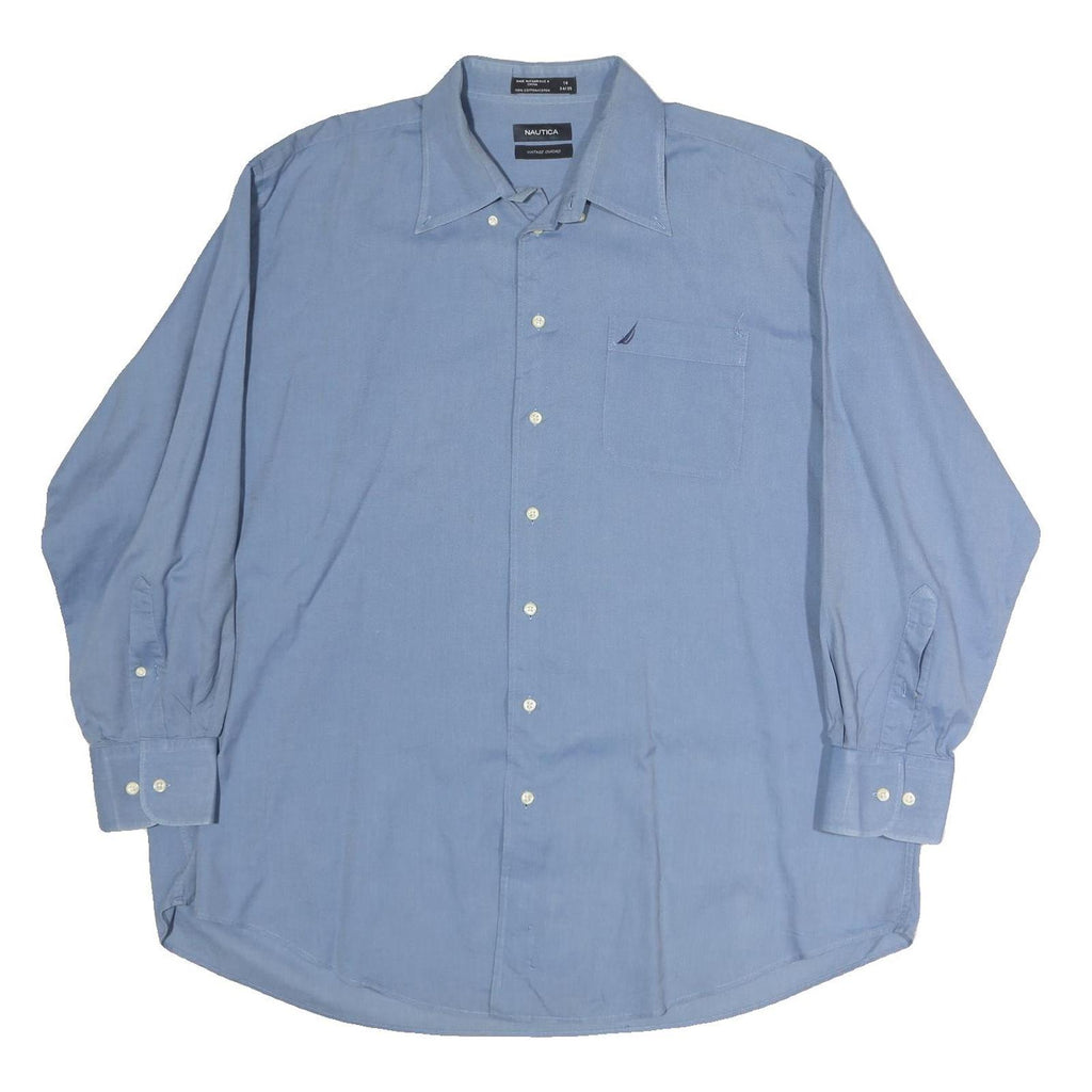 NAUTICA Mens Blue Cotton Shirt L Classic Button Down Long Sleeve Casual