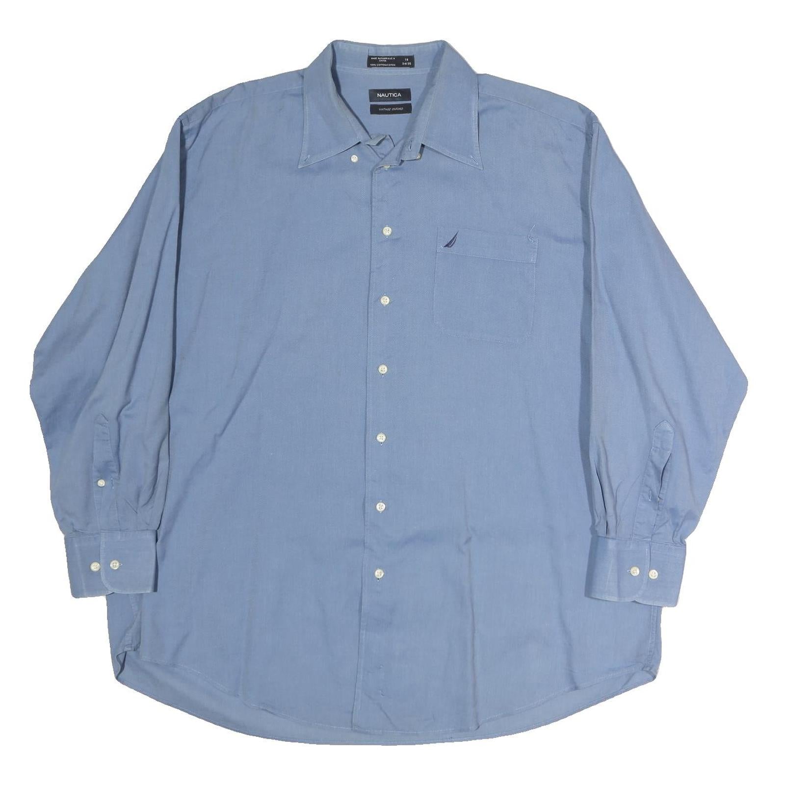 NAUTICA Mens Blue Cotton Shirt L Classic Button Down Long Sleeve Casual