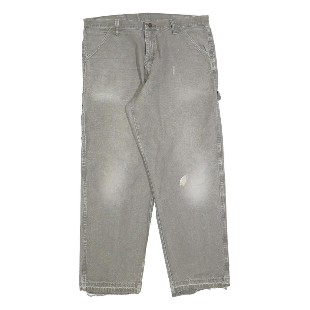 DICKIES Mens Cotton Blend Grey Regular Straight Trousers W36 L30 Workwear Casual