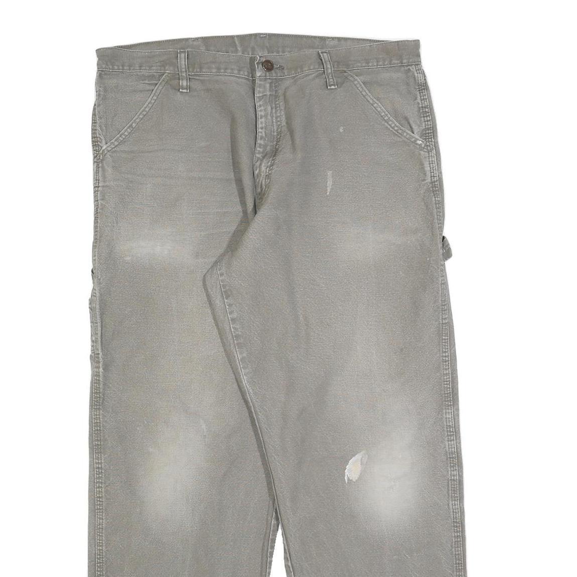 DICKIES Mens Cotton Blend Grey Regular Straight Trousers W36 L30 Workwear Casual