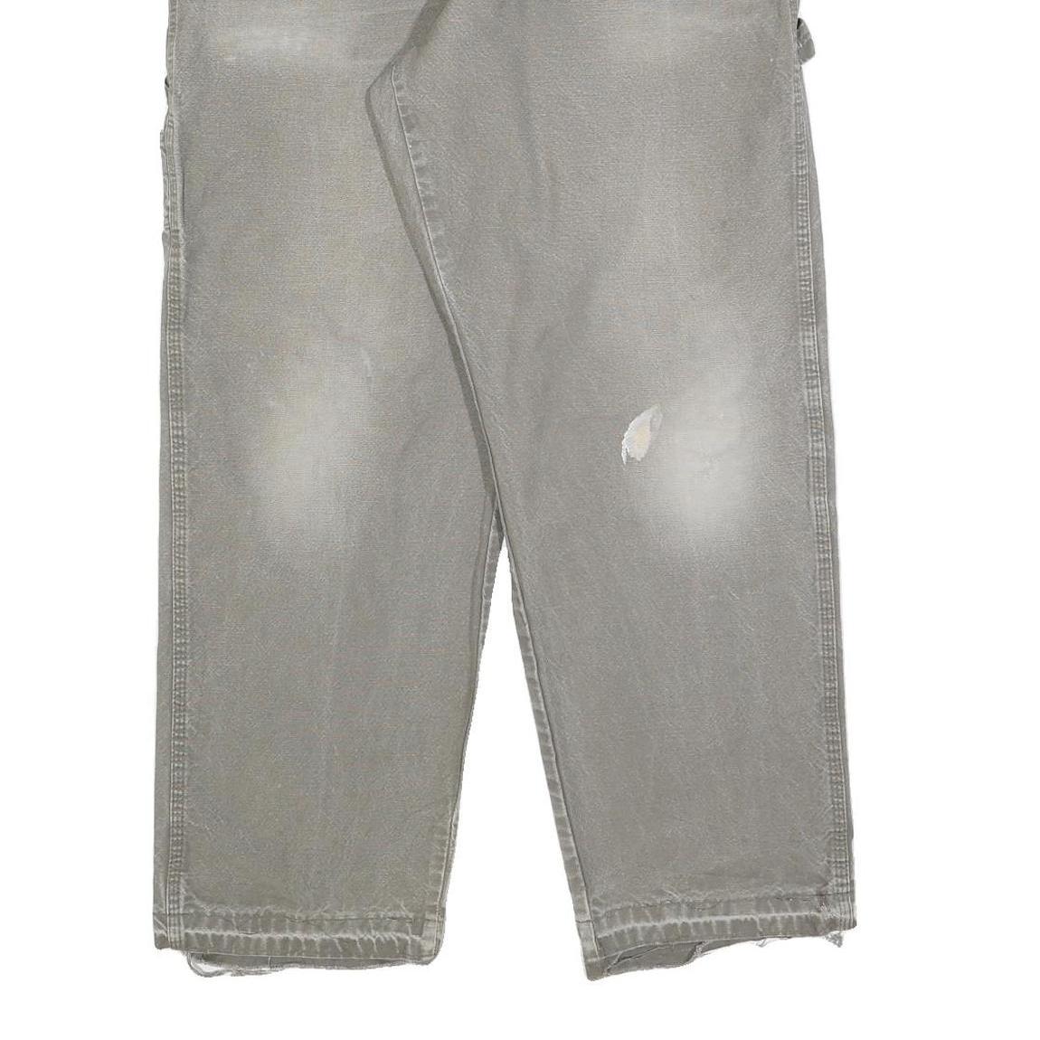 DICKIES Mens Cotton Blend Grey Regular Straight Trousers W36 L30 Workwear Casual