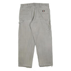 DICKIES Mens Cotton Blend Grey Regular Straight Trousers W36 L30 Workwear Casual