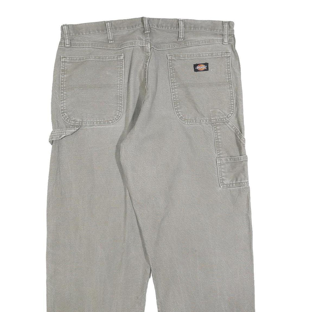 DICKIES Mens Cotton Blend Grey Regular Straight Trousers W36 L30 Workwear Casual