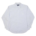 RALPH LAUREN Mens Blue & White Striped Shirt L Classic Cotton Long Sleeve Button