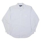 RALPH LAUREN Mens Blue & White Striped Shirt L Classic Cotton Long Sleeve Button