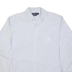 RALPH LAUREN Mens Blue & White Striped Shirt L Classic Cotton Long Sleeve Button
