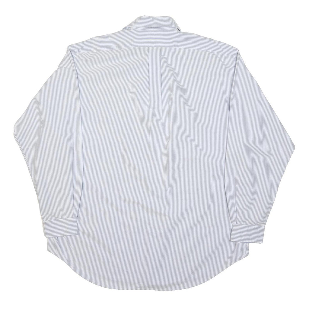 RALPH LAUREN Mens Blue & White Striped Shirt L Classic Cotton Long Sleeve Button