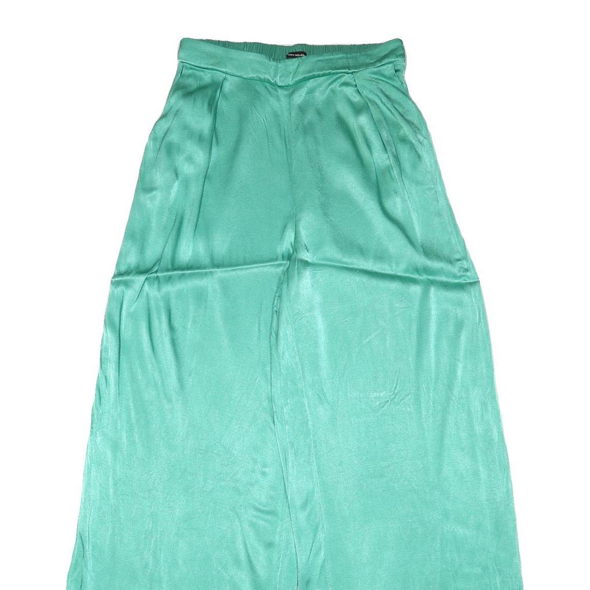 KAREN MILLEN Womens Rayon Relaxed Wide-Leg Trousers W26 L30 Pastel Green Loose