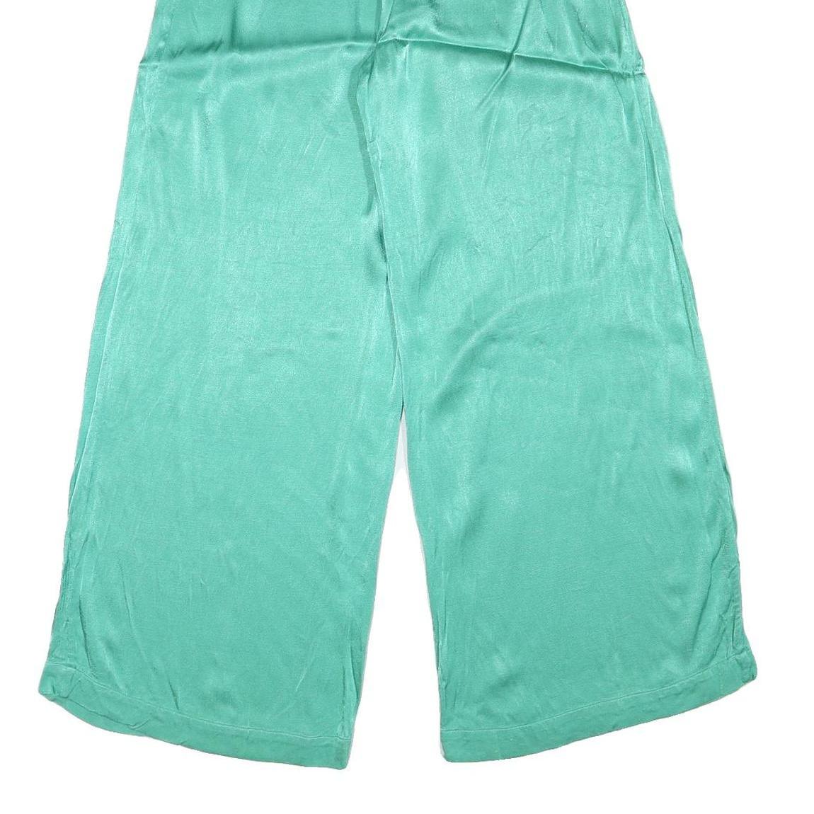 KAREN MILLEN Womens Rayon Relaxed Wide-Leg Trousers W26 L30 Pastel Green Loose