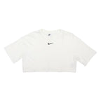 NIKE Womens White Modern T-Shirt L Short Sleeve Crew Neck Cotton Blend Casual