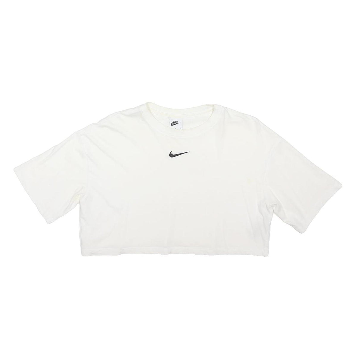 NIKE Womens White Modern T-Shirt L Short Sleeve Crew Neck Cotton Blend Casual