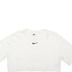 NIKE Womens White Modern T-Shirt L Short Sleeve Crew Neck Cotton Blend Casual
