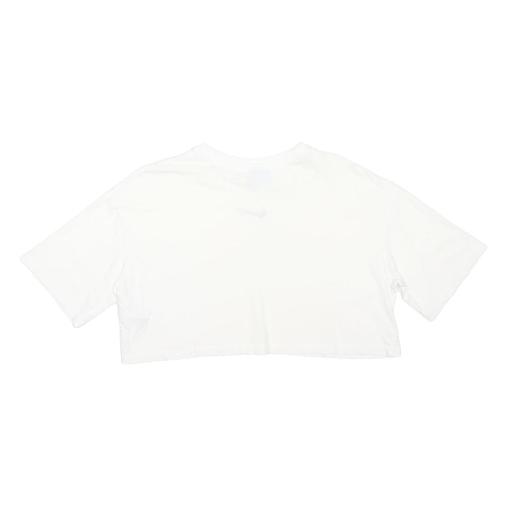 NIKE Womens White Modern T-Shirt L Short Sleeve Crew Neck Cotton Blend Casual