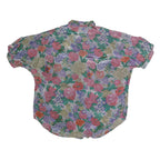 Womens Multicolour Floral Printed Shirt Short Sleeve Collar XL Lightweight