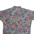 Womens Multicolour Floral Printed Shirt Short Sleeve Collar XL Lightweight