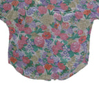 Womens Multicolour Floral Printed Shirt Short Sleeve Collar XL Lightweight