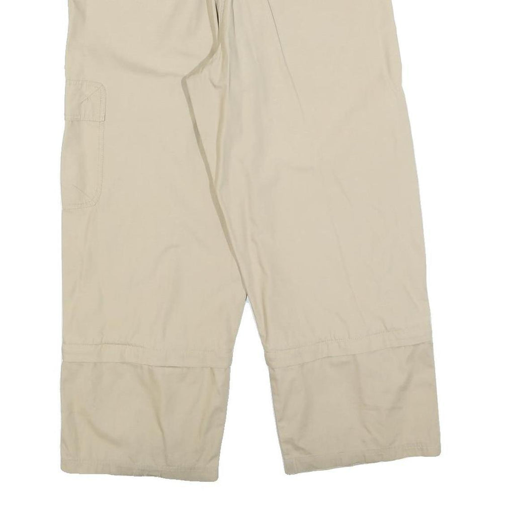 FRANTICO Womens Cotton Blend Beige Relaxed Wide-Leg Trousers W34 L27 Casual Zip