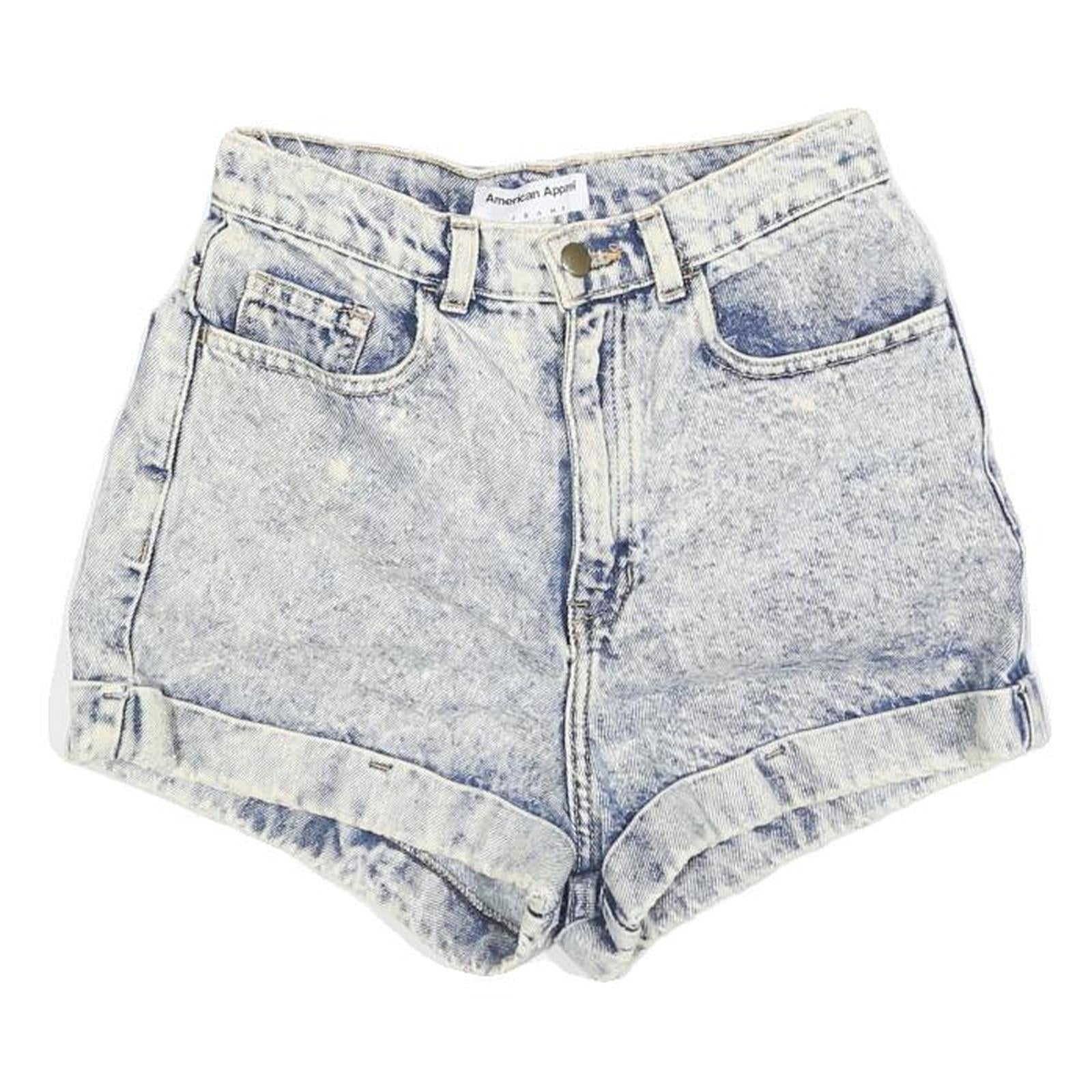 AMERICAN APPAREL Womens Shorts Blue Denim Casual XS W25 High Waist Summer