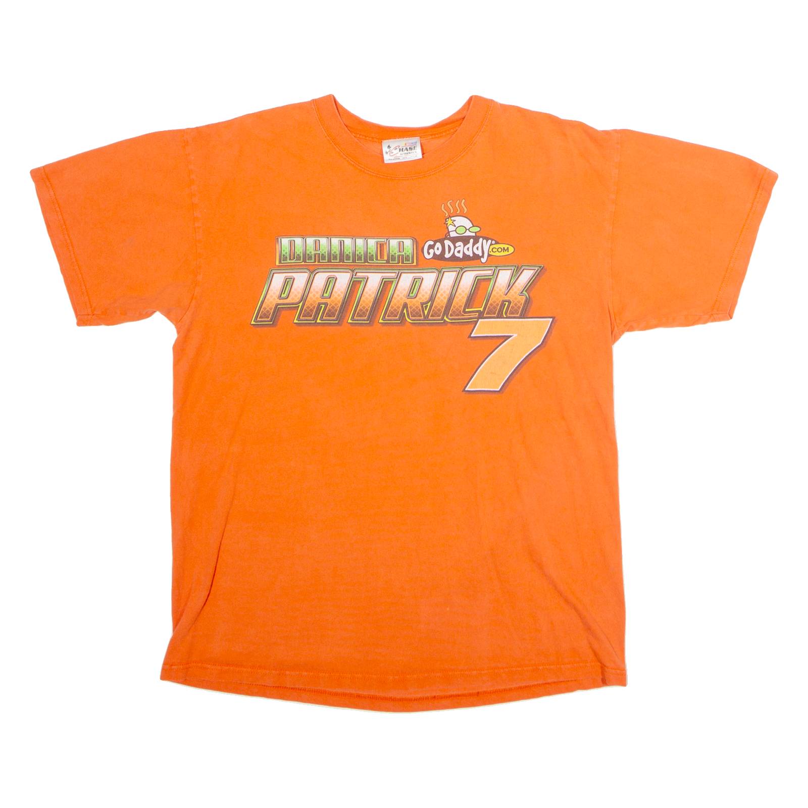CHASE AUTHENTICS Danica Patrick #7 GoDaddy NASCAR Racing Mens T-Shirt Orange USA L