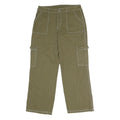 Womens Cotton Blend Cargo Regular Fit Trousers Green W32 L28 Functional Pockets