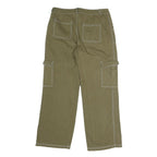 Womens Cotton Blend Cargo Regular Fit Trousers Green W32 L28 Functional Pockets