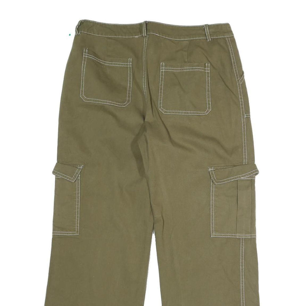 Womens Cotton Blend Cargo Regular Fit Trousers Green W32 L28 Functional Pockets
