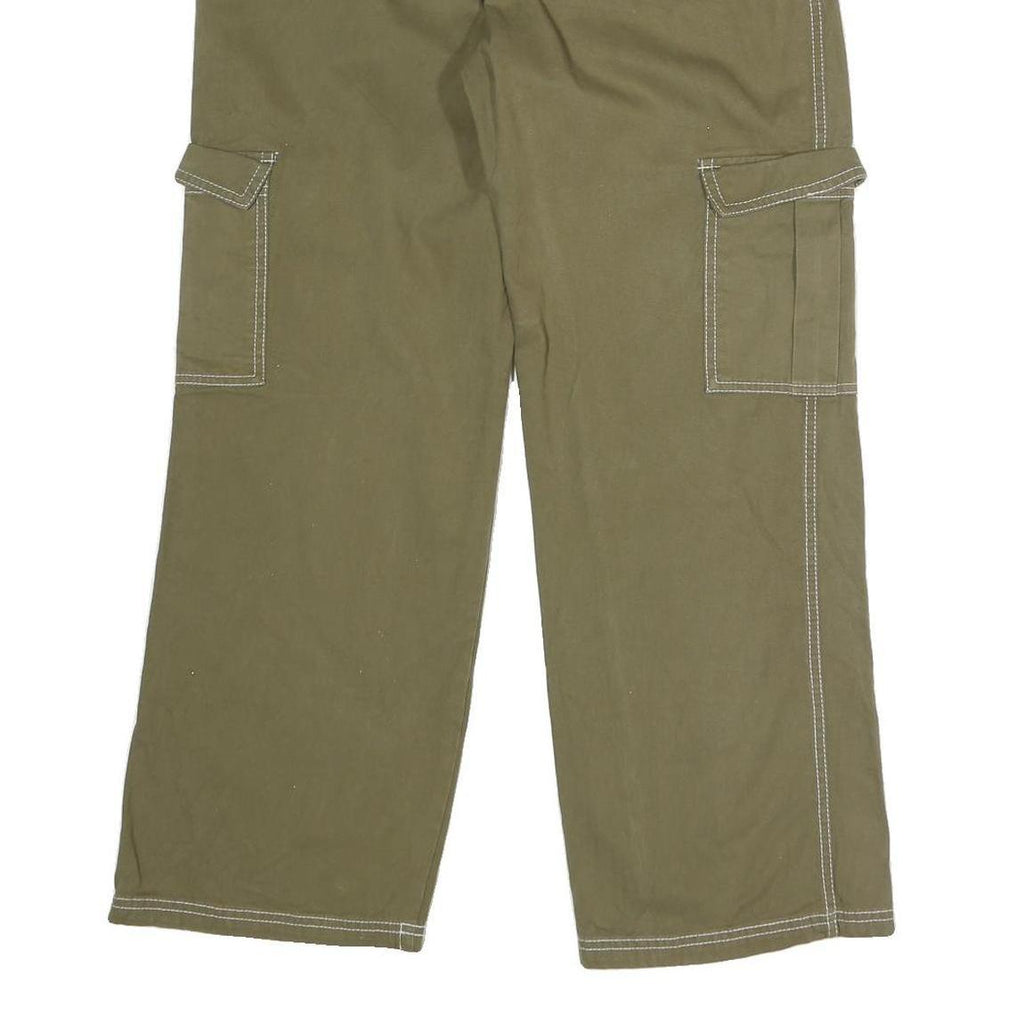 Womens Cotton Blend Cargo Regular Fit Trousers Green W32 L28 Functional Pockets