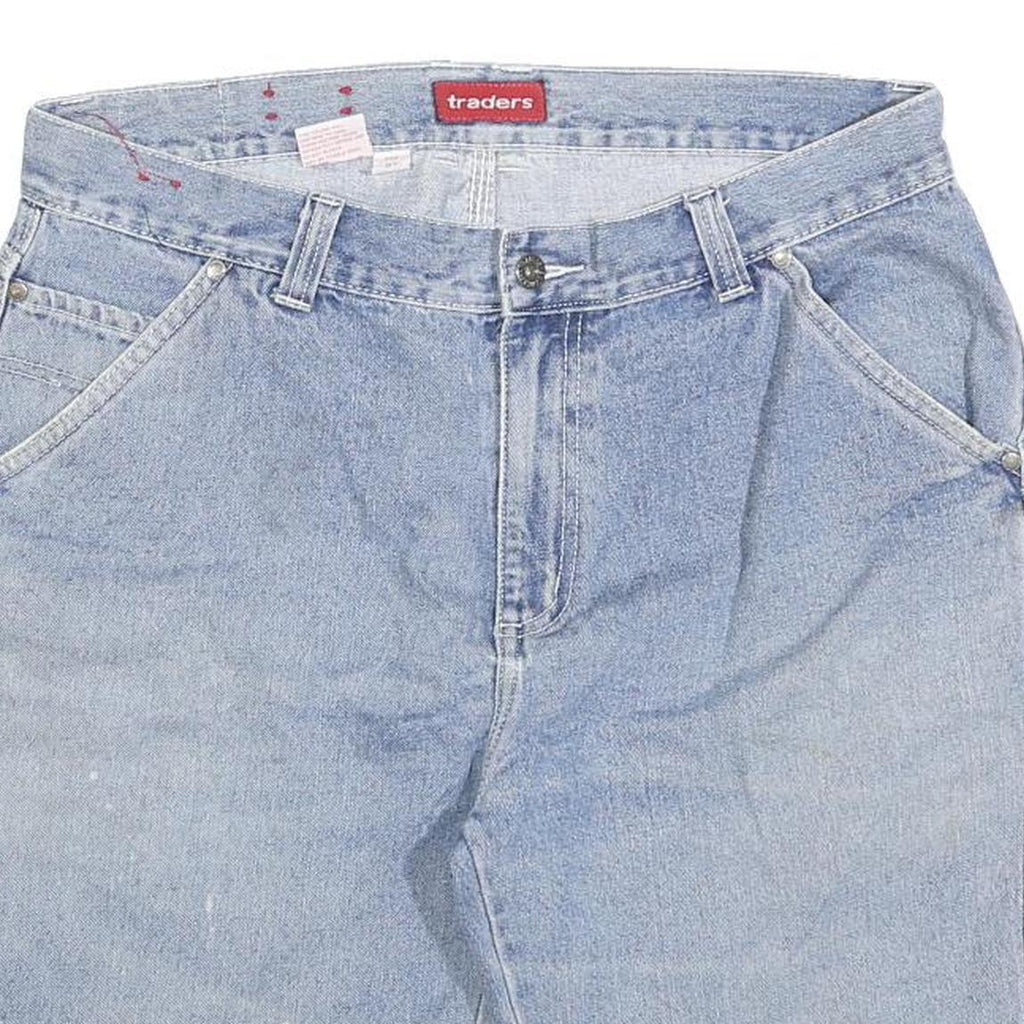 TRADERS Mens Denim Blue Casual Shorts M W34 Cotton Blend Button Closure