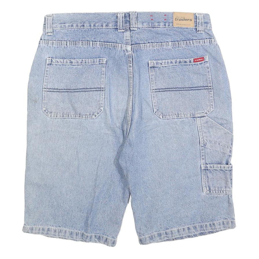 TRADERS Mens Denim Blue Casual Shorts M W34 Cotton Blend Button Closure