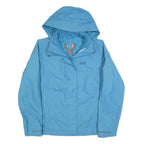 JACK WOLFSKIN Womens Blue Outdoor Jacket S Polyester Blend Plain Hooded Zip