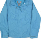 JACK WOLFSKIN Womens Blue Outdoor Jacket S Polyester Blend Plain Hooded Zip