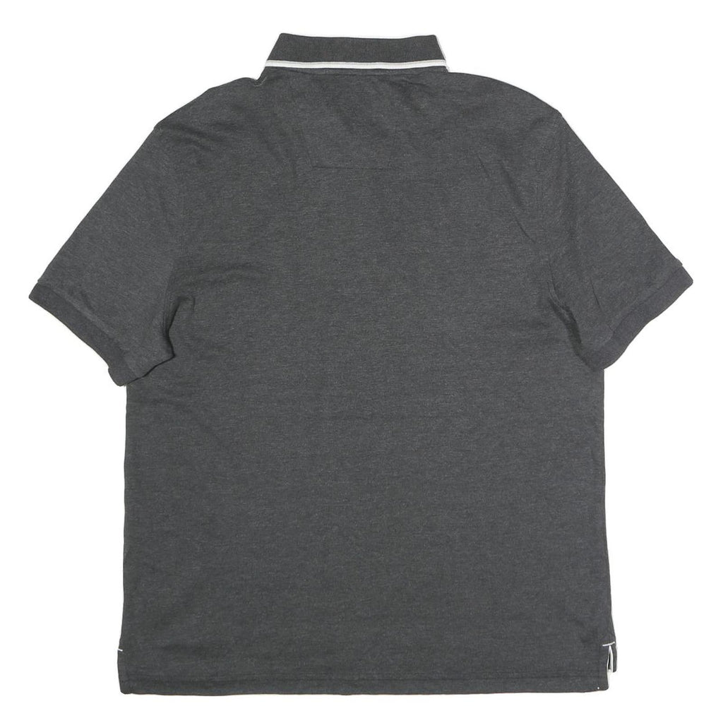 NAUTICA Mens Grey & White Short Sleeve Plain Polo Shirt L Classic Cotton Blend