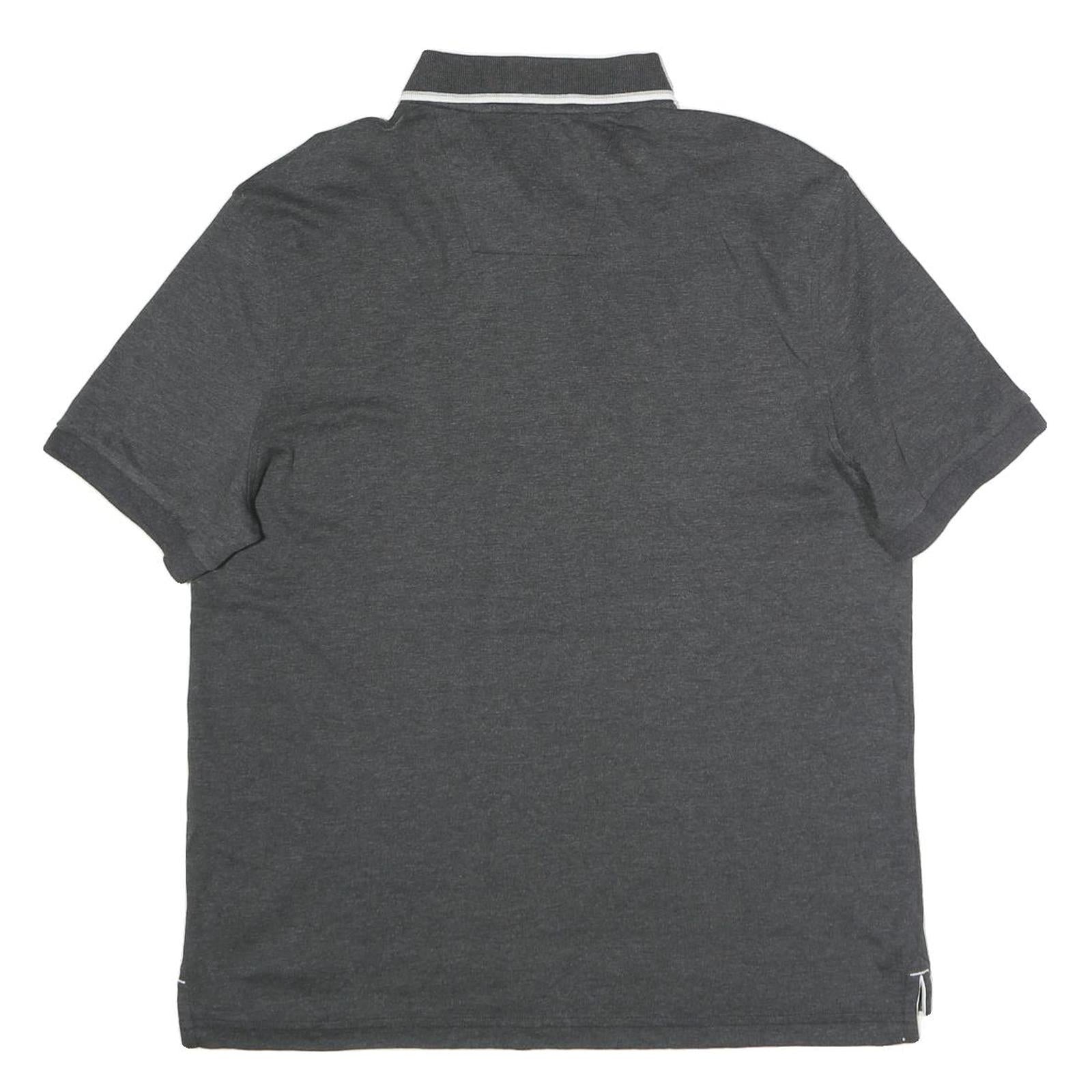 NAUTICA Mens Grey & White Short Sleeve Plain Polo Shirt L Classic Cotton Blend