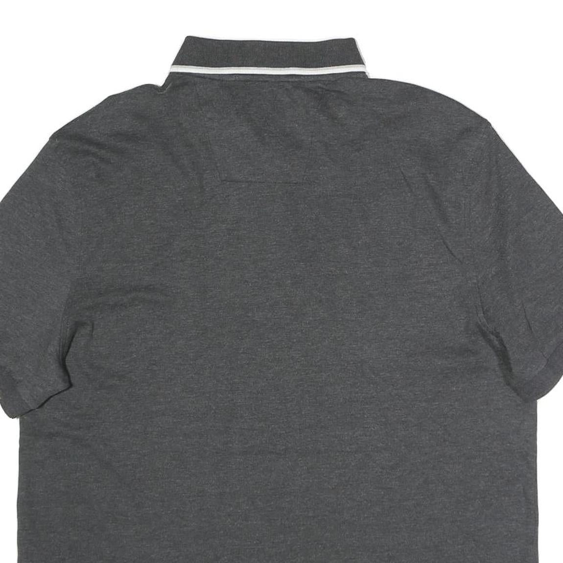 NAUTICA Mens Grey & White Short Sleeve Plain Polo Shirt L Classic Cotton Blend