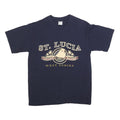 SHAM'S Womens Navy Blue St Lucia Island Paradise Graphic T-Shirt M Short Sleeve