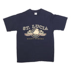 SHAM'S Womens Navy Blue St Lucia Island Paradise Graphic T-Shirt M Short Sleeve