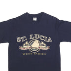SHAM'S Womens Navy Blue St Lucia Island Paradise Graphic T-Shirt M Short Sleeve
