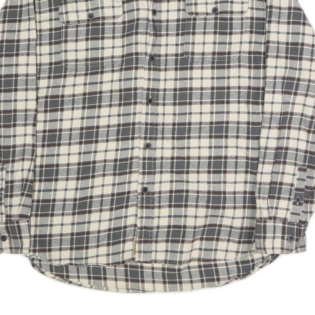 JACHS Mens Cream & Grey Check Shirt XL Cotton Blend Button Long Sleeve