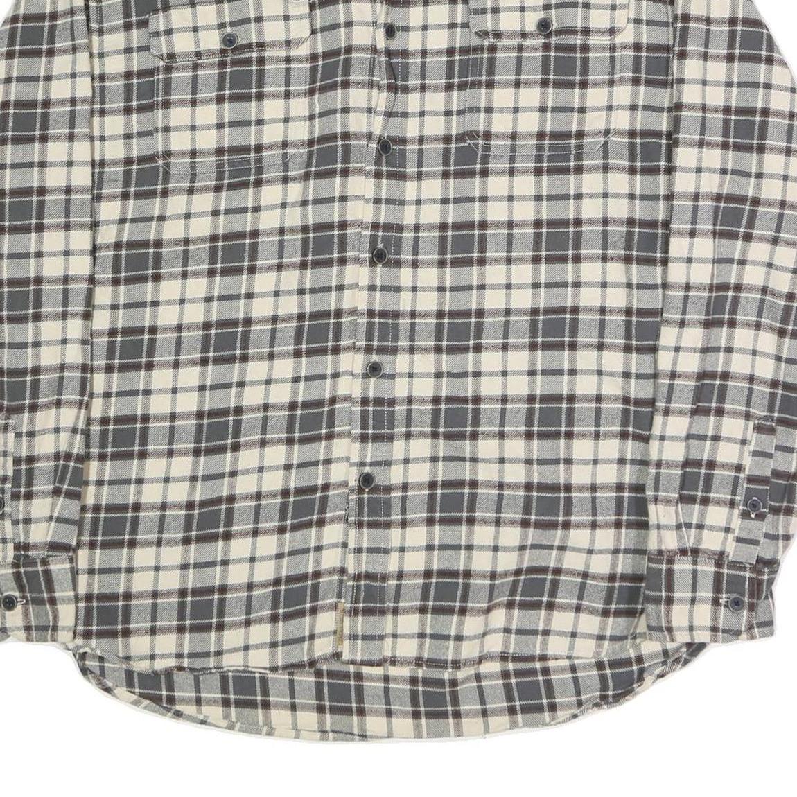JACHS Mens Cream & Grey Check Shirt XL Cotton Blend Button Long Sleeve