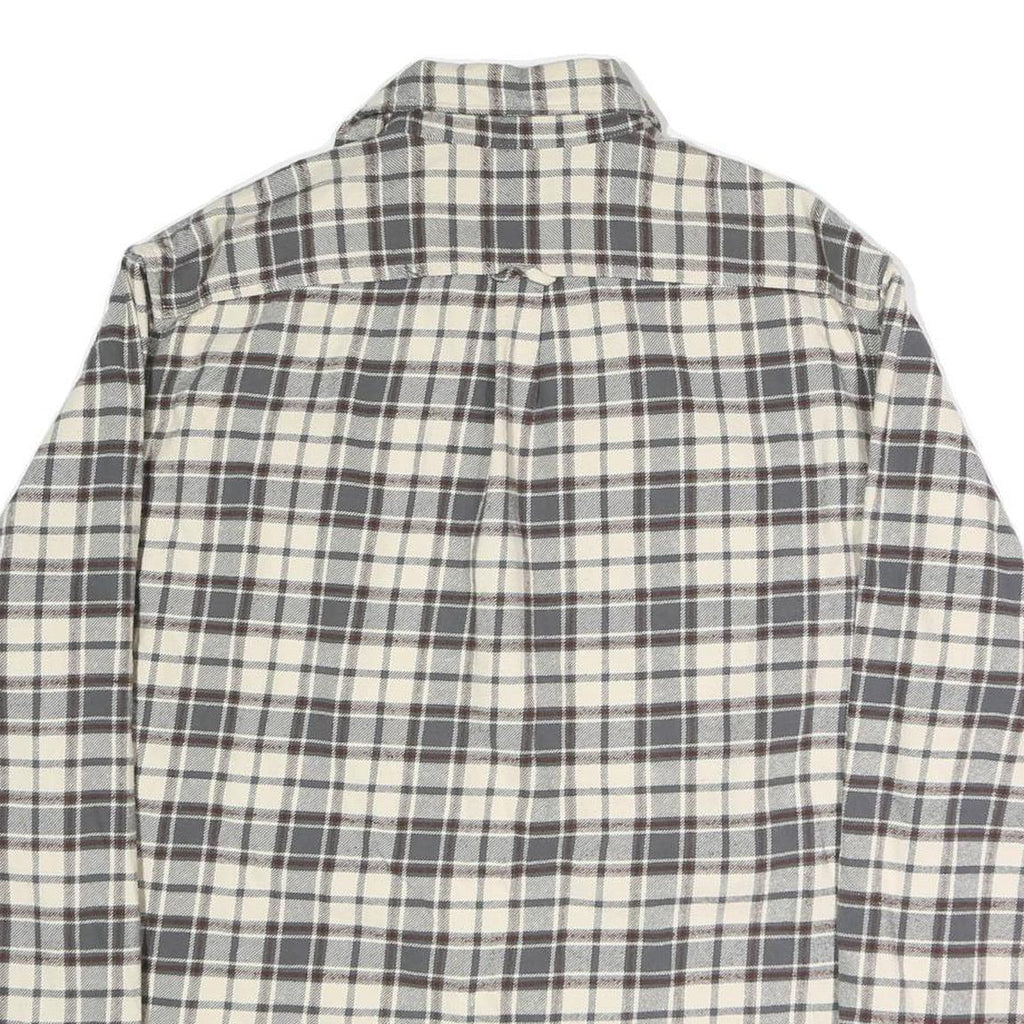 JACHS Mens Cream & Grey Check Shirt XL Cotton Blend Button Long Sleeve