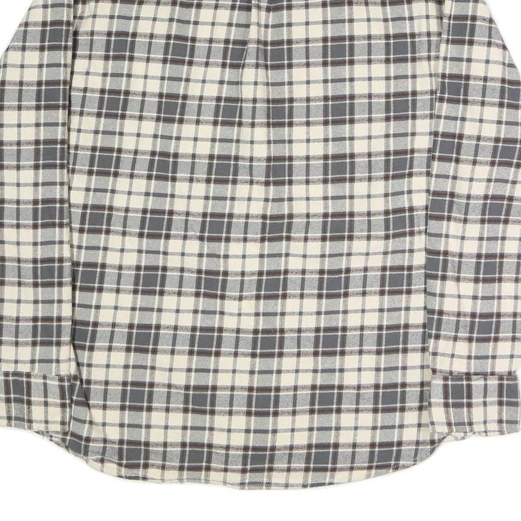 JACHS Mens Cream & Grey Check Shirt XL Cotton Blend Button Long Sleeve