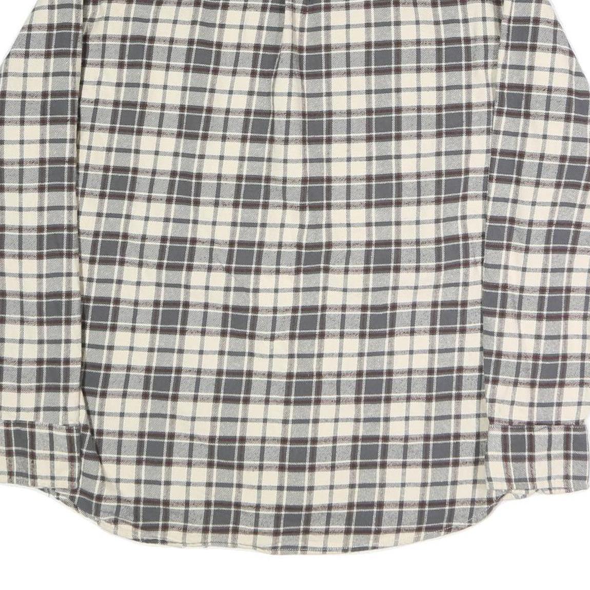 JACHS Mens Cream & Grey Check Shirt XL Cotton Blend Button Long Sleeve