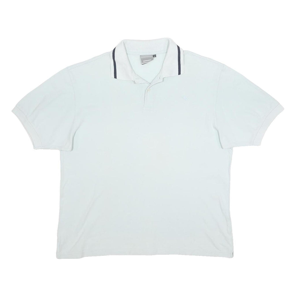 DIADORA Womens White Polo Shirt L Cotton Button Short Sleeve Plain Casual