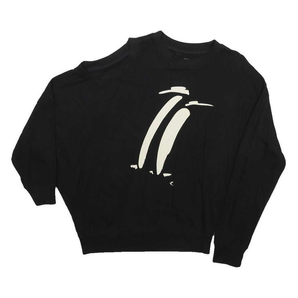 ELLEN RICHARD Womens Black Printed Top Long Sleeve Crew Neck S Cotton Blend