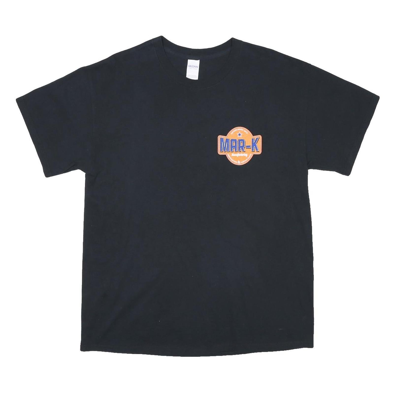 GILDAN Mens Black MAR-K Graphic T-Shirt L Short Sleeve Crew Neck Cotton