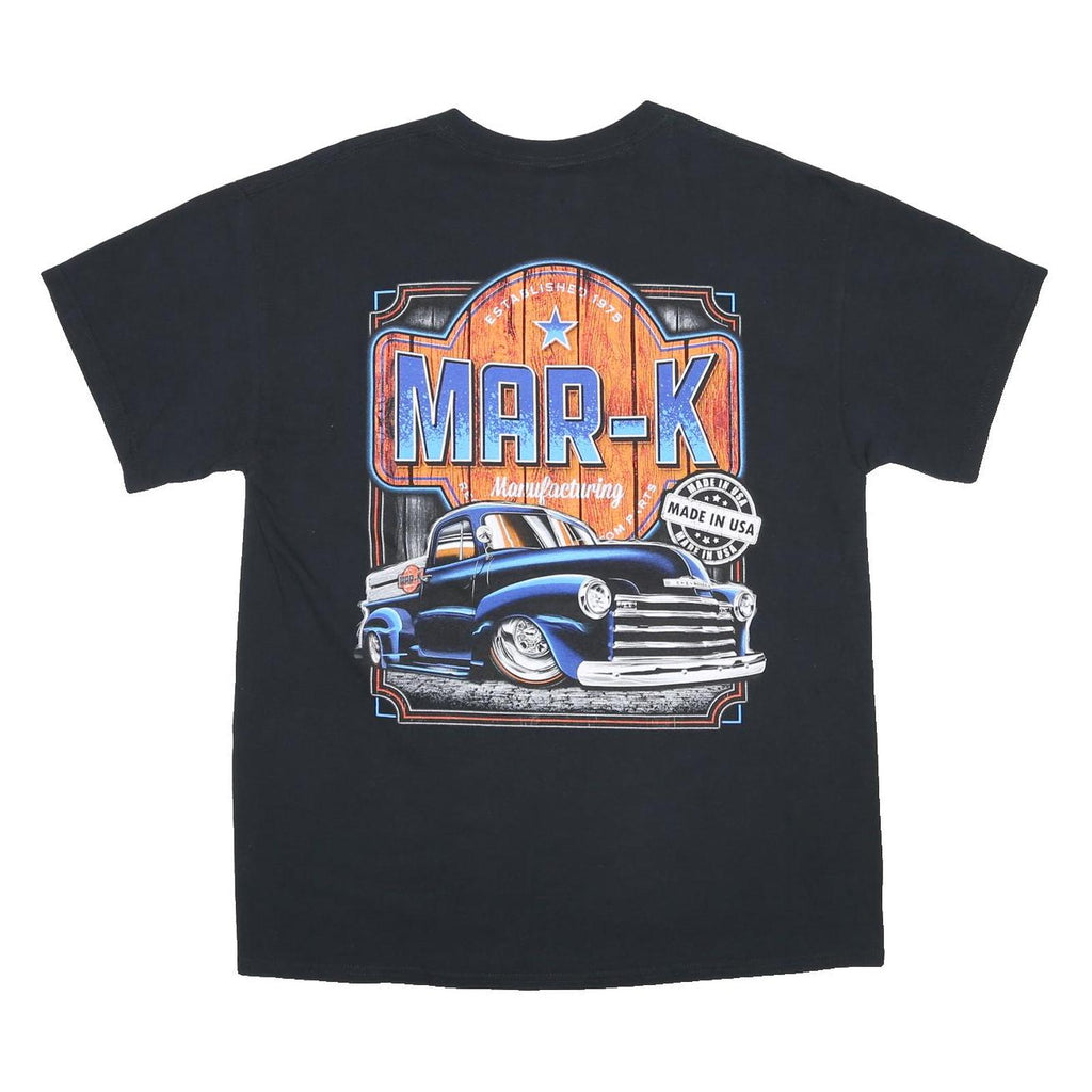 GILDAN Mens Black MAR-K Graphic T-Shirt L Short Sleeve Crew Neck Cotton
