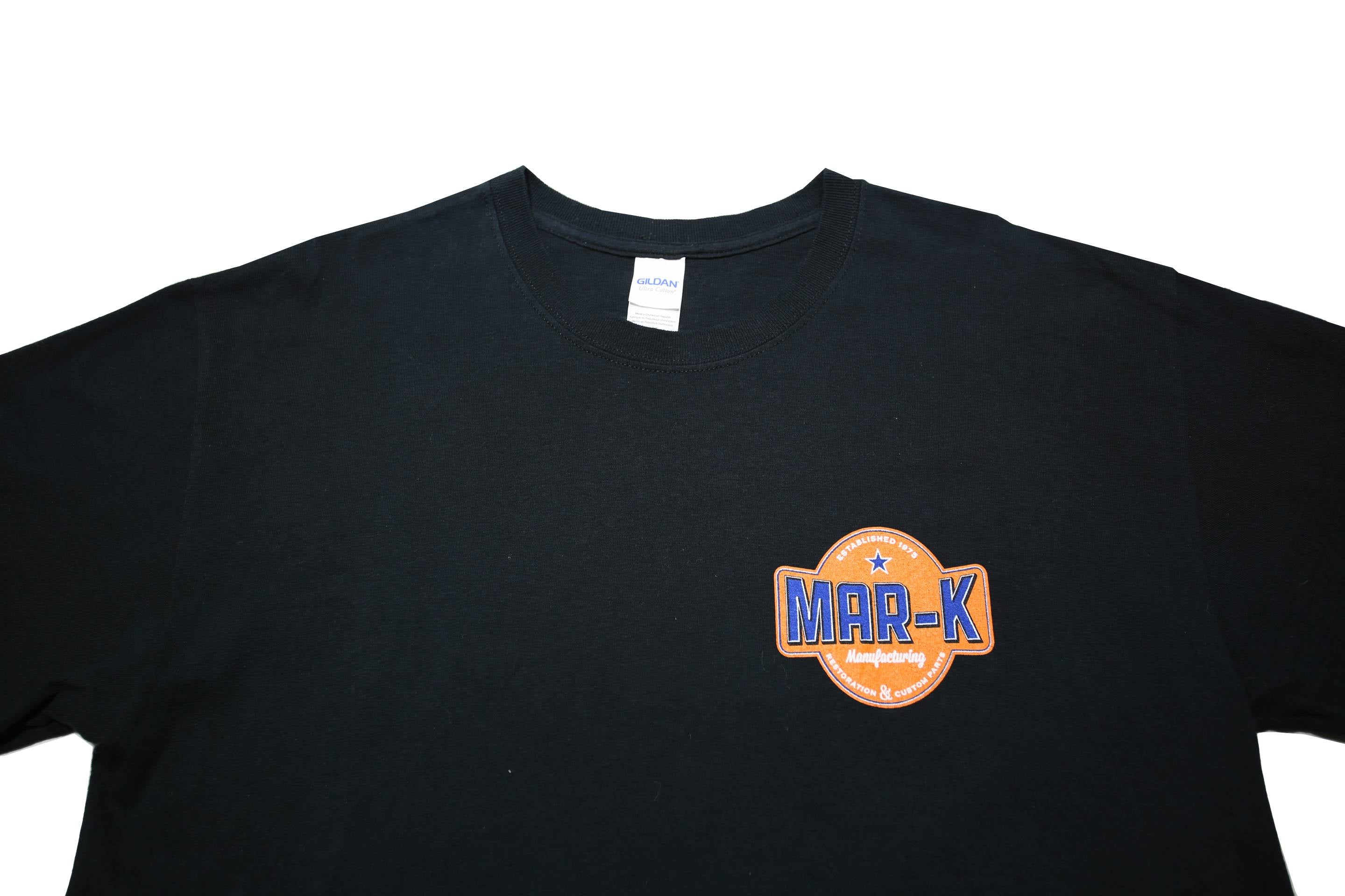 GILDAN Mens Black MAR-K Graphic T-Shirt L Short Sleeve Crew Neck Cotton
