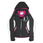 Womens Black & White Sporty Jacket M Polyester Blend Zip Hooded Stylish Fit